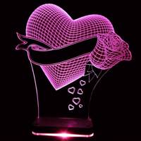 چراغ خواب سه بعدی نورا مدل قلب و گل Noura Heart and Flower 3D Night Light