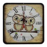 ساعت دیواری گلدن طرح جغد زوج کد 10010141