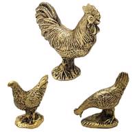 مجسمه فلزی جام هنر مدل مرغ و خروس مجموعه 3 عددی