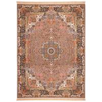 فرش ماشینی سرزمین فرش طرح رز زمینه گردویی