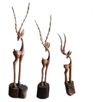 مجسمه ریما کالا طرح غزال های بسته 3 عددی همراه با دستبند مردانه چرمی