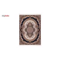 فرش ماشینی سرزمین فرش طرح ارکید زمینه کرم