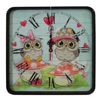 ساعت دیواری گلدن طرح جغد زوج کد 10010143