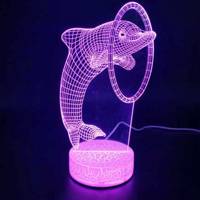 چراغ خواب سه بعدی سحاب مدل دلفین هفت رنگ