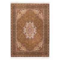 فرش ماشینی خالقی طرح لاله کد FR196 زمینه گردویی