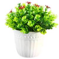 گلدان به همراه گل مصنوعی طرح شمشاد سبز کد AL-9050131
