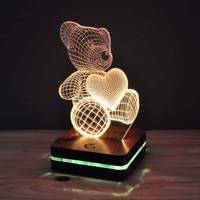 چراغ خواب موهومی طرح خرس و قلب ۱ هفت رنگ Mohomi Wirelight 7 Color Lamp Bear and Heart 1