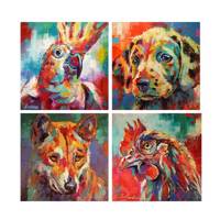 تابلو شاسی گالری هنری پیکاسو طرح آثار یوس کافرور مجموعه 4 عددی سایز 30x30 سانتی متر