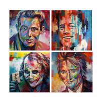 تابلو شاسی گالری هنری پیکاسو طرح شخصیت های هالیوود مجموعه 4 عددی سایز 30x30 سانتی متر