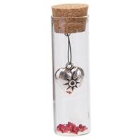 قلب نقره ای آویز با گل رز فلزی قرمز داخل شیشه B116 Silver Heart Earring With Red Metal Rose In Glass B116