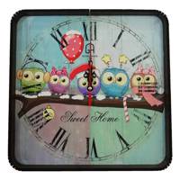 ساعت دیواری گلدن طرح جغد زوج کد 10010149