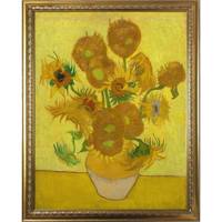 تابلو گالری هنری پیکاسو طرح گل های آفتاب گردان قاب طلایی