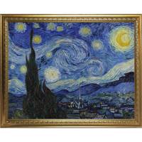تابلو گالری هنری پیکاسو طرح شب پر ستاره قاب طلایی
