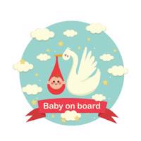 استیکر کودک سالسو طرح لک لک مدل Baby On Board Stork Baby On Board Salso Sticker