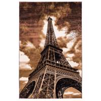 فرش ماشینی دنیای فرش طرح ایفل زمینه قهوه ای