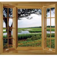 استیکر سه بعدی سالسو طرح جنگل و دریاچه Salso Forest And Lake 3D Virtual Window