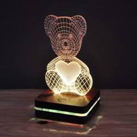 چراغ خواب موهومی طرح خرس و قلب ۲ هفت رنگ Mohomi Wirelight 7 Color Lamp Bear and Heart 2