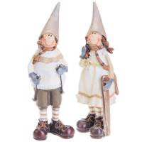 مجسمه مدل دختر و پسر اسکی باز کد 14099 Boy And Girl Skier 14099 Statue