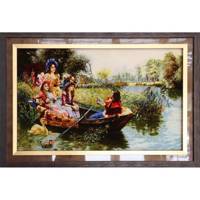 تابلوفرش دستباف آنافرش طرح قایق فرانسوی کد 11205 - Ana Farsh Boat Tableau Carpet