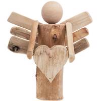 عروسک دکوری فرشته چوبی دست ساز قلب به دست کوچک کد 12G741 Hand Made Wooden Angel with Tiny Heart 12G741